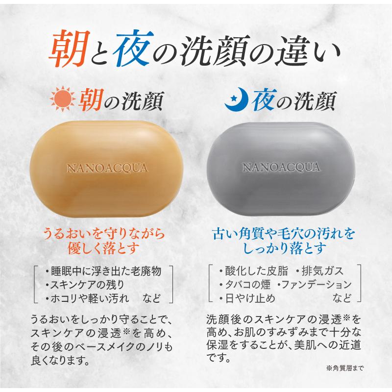 洗顔石鹸 ナノアクア ナチュラルソープ 朝用 夜用 2種セット 泡立て