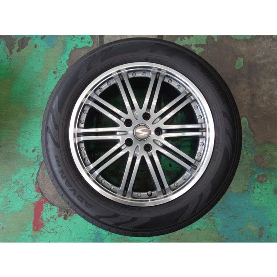 7.5J-18インチ 5H114.3 +42 S-HOLD 225/60R18 ADVAN V03 中古 ホイール