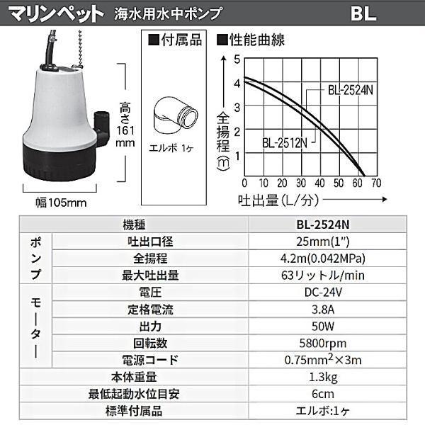 工進（KOSHIN） 海水用水中ポンプ マリンペット BL-2524N BL2524N