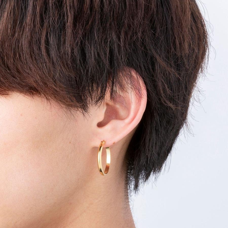 ポストのみ18金 フープピアス メンズ レディース 3mm×25mm K18 18K K18
