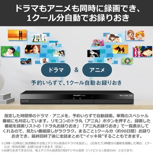 AQUOS シャープ ブルーレイレコーダー 2B-C10GW1 1TB アクオス 2番組
