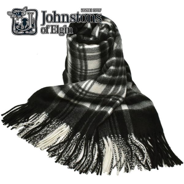カシミヤ100% 大判ストール チェック 【極美品】ジョンストンズオブエルガン
