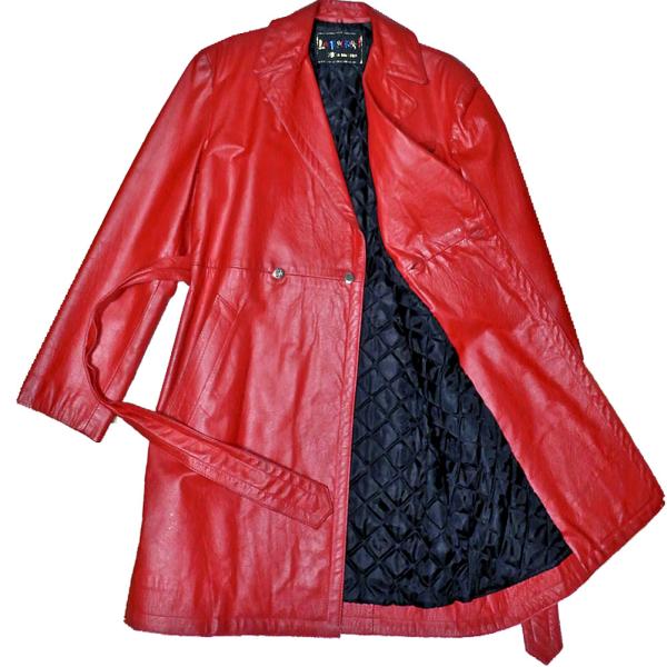 JOHNSONS / LA ROCKA! VINTAGE LEATHER COAT W-Breasted REDラロッカ