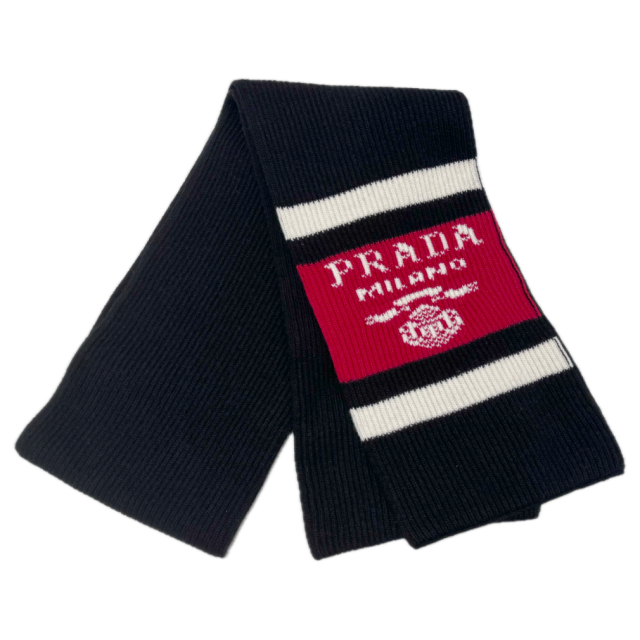 PRADA | カシミア100％ 厚手 ニットマフラー 黒 | PRADA - インポート