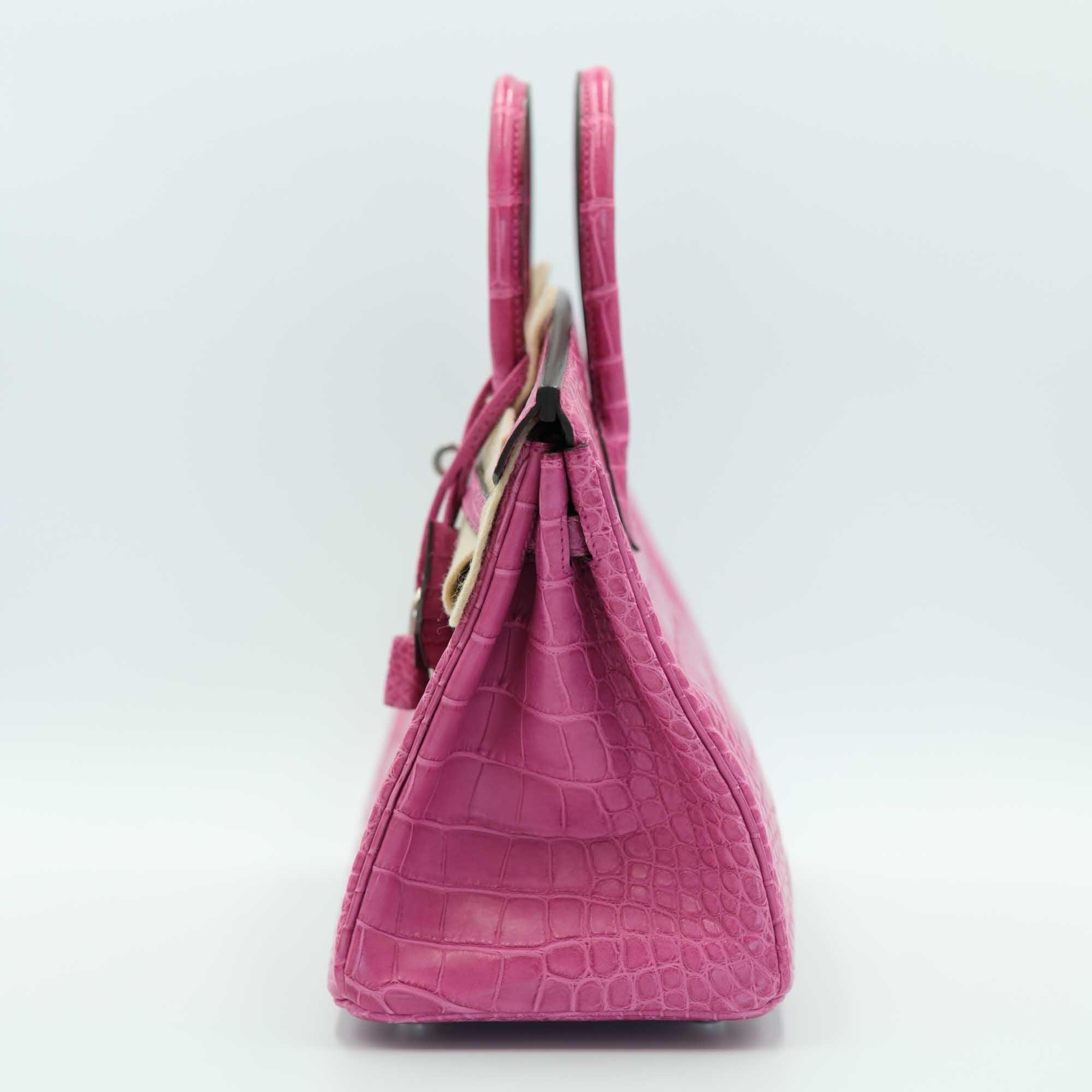 Hermès Birkin 25 Rose Sheherazade Matte Alligator Palladium