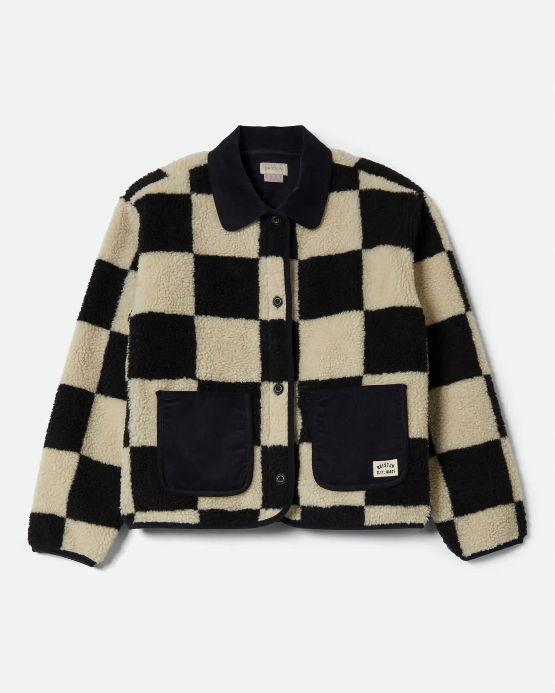 Delilah Sherpa Jacket - Black/Natural Finish Line Checker – Jack's