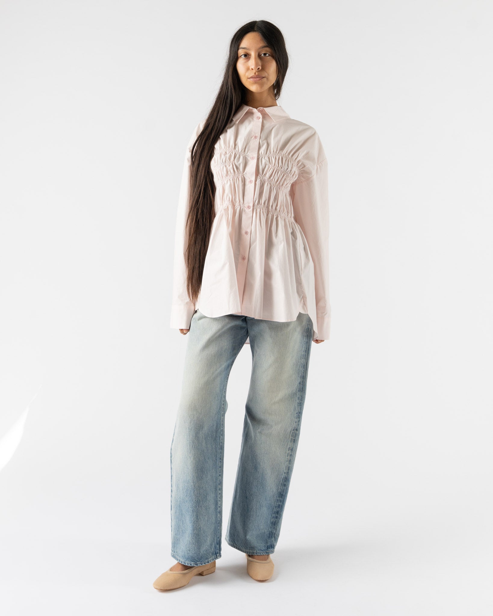 Auralee Selvedge Faded Light Denim Pants in Indigo Curated at Jake