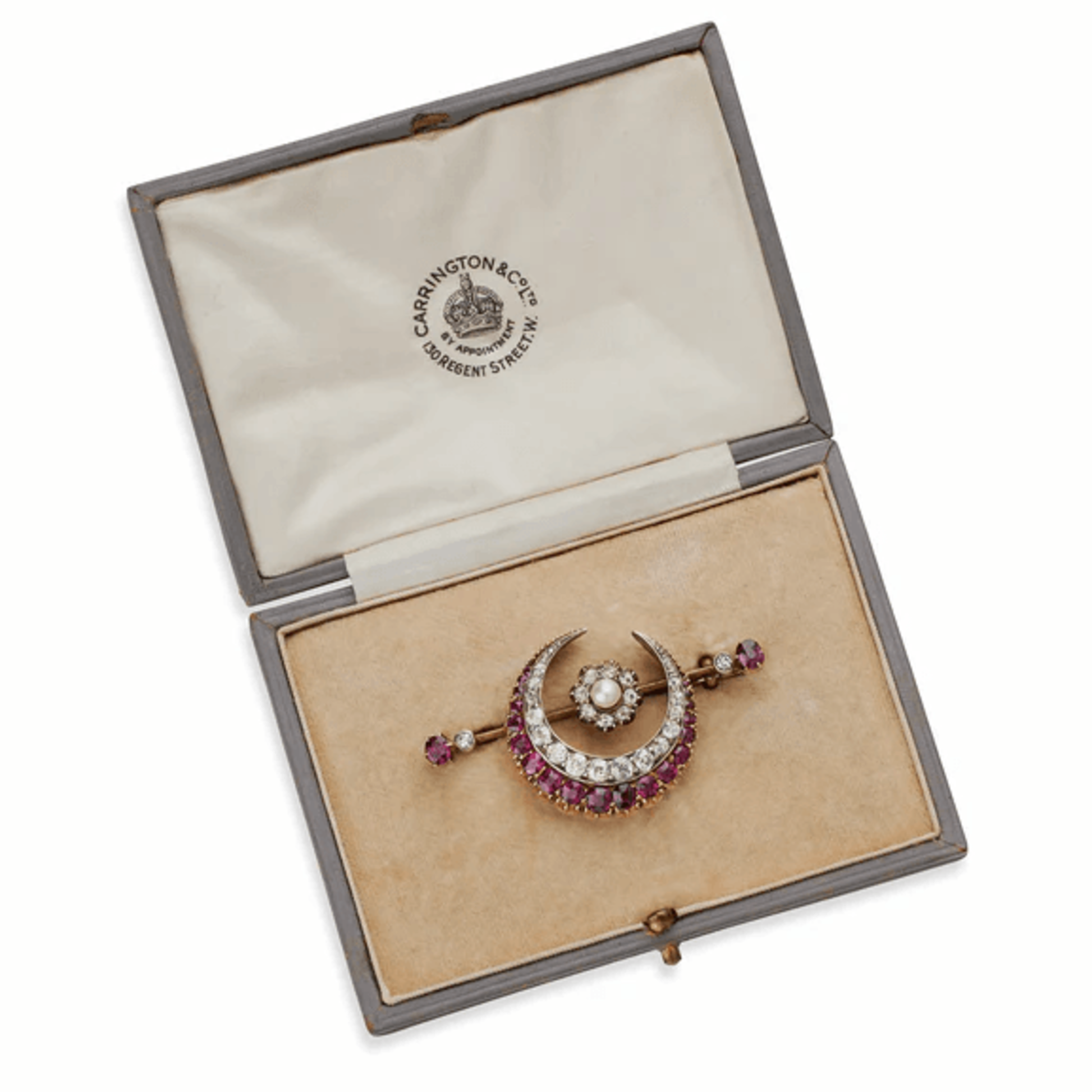 Carrington & Co. Silver Gold Diamond Pearl Ruby Brooch