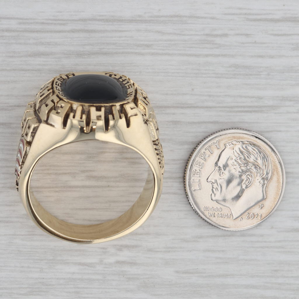 US Army Ring Onyx 10k Yellow Gold Size 11 United States Military Vinta