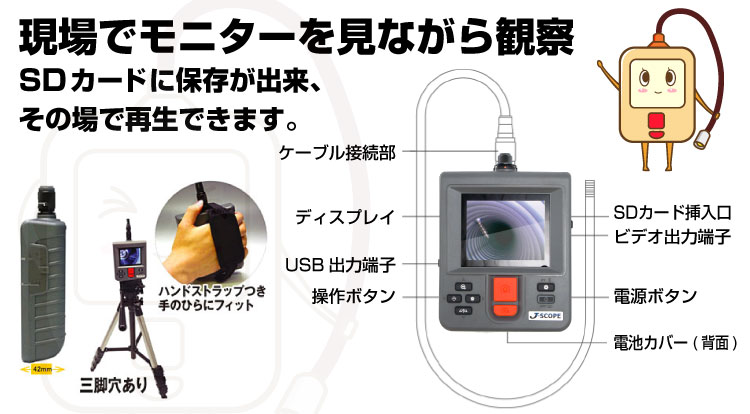 工業内視鏡管内検査カメラ QV-PRM283A【工業用内視鏡Jスコープ(ジェイ