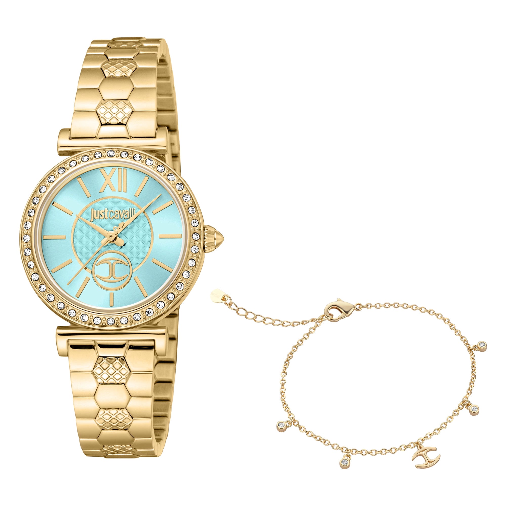 Just Cavalli SET Varenna Yellow Gold Turquoise Watch JC1L273M0065
