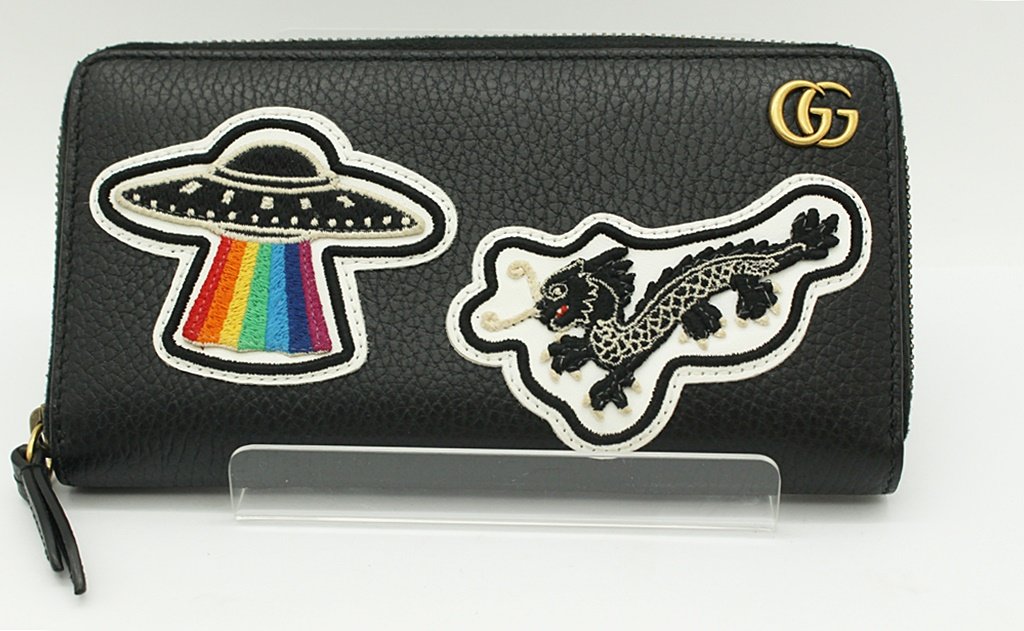 GUCCI グッチ GGマーモント 長財布 ワッペンモチーフ ラウンド