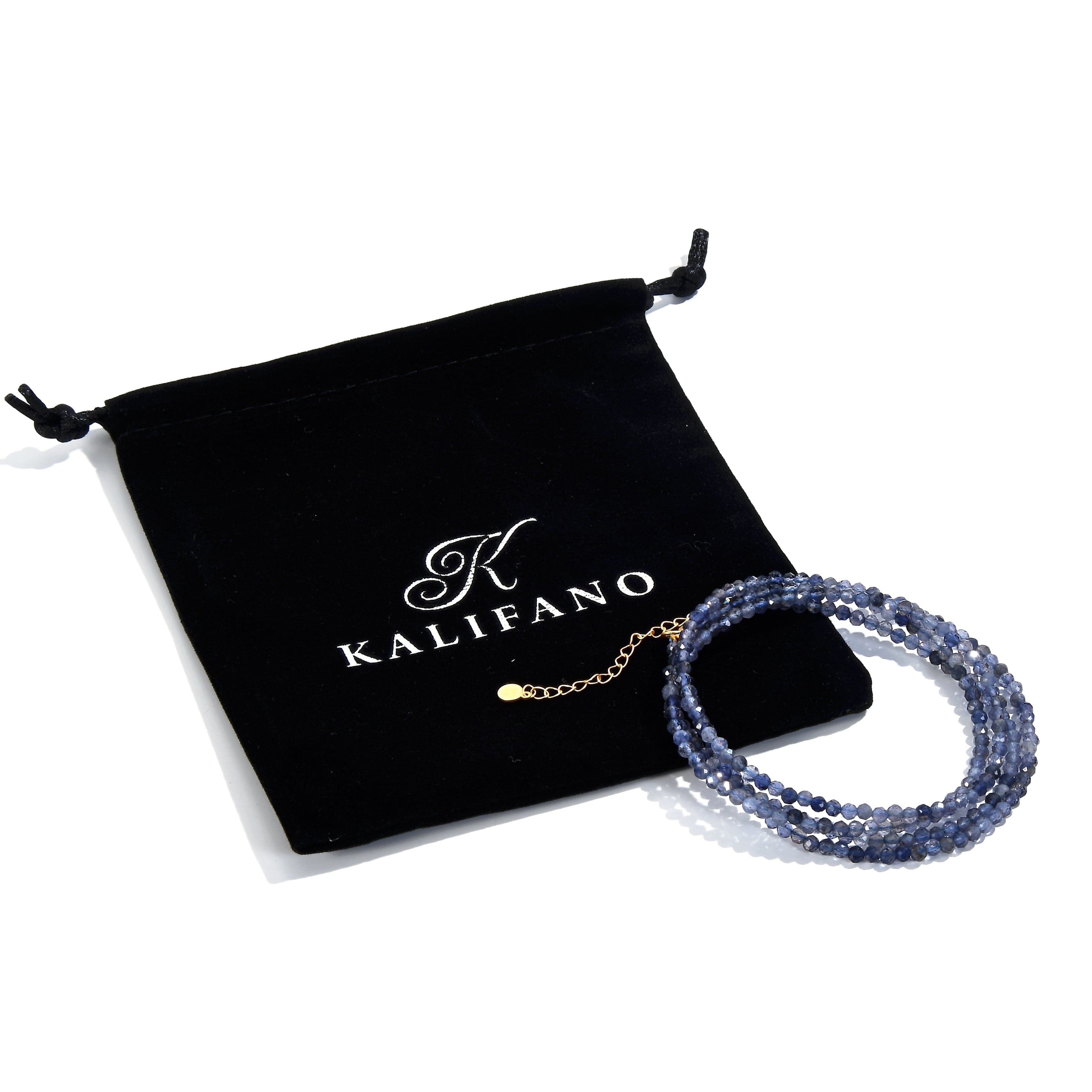 KALIFANO | 3mm Iolite Faceted 31in. Necklace / Multi Wrap Bracelet