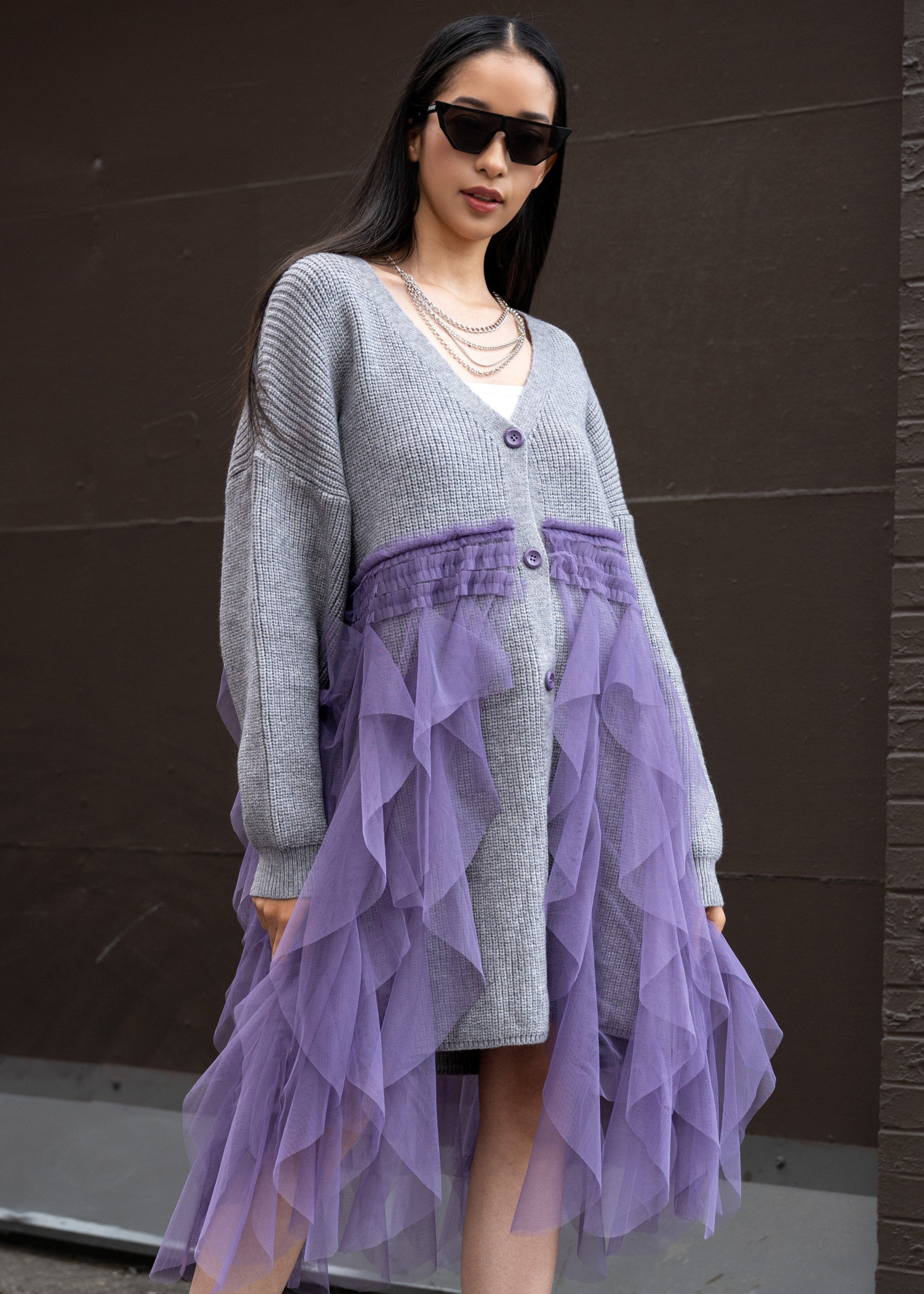 Ruffled Tulle Knit Cardigan - Kate Hewko – Kate Hewko Canada