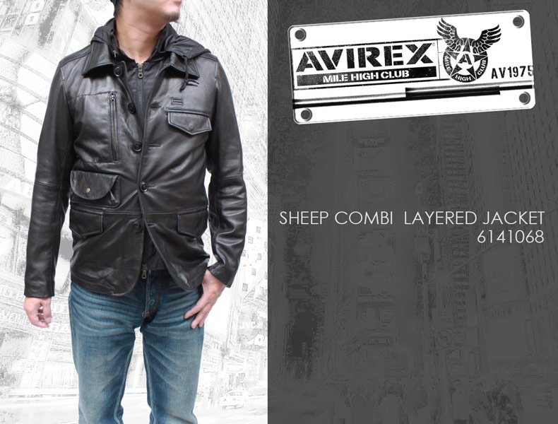 AVIREX(アヴィレックス) シープスキン コンビレイヤード レザー