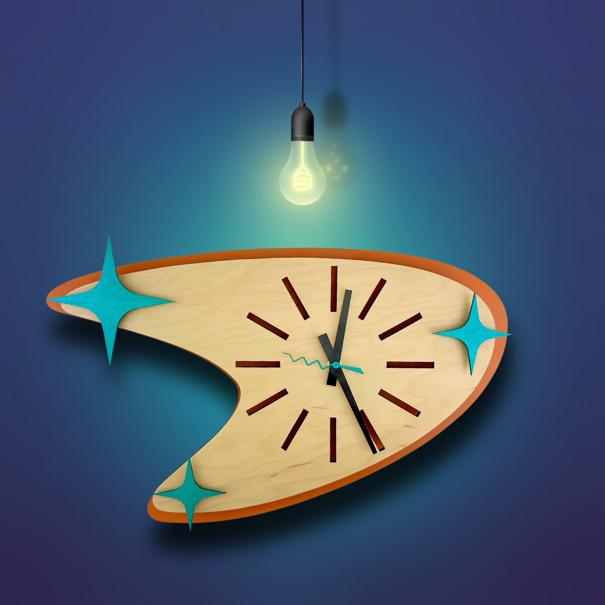 Mid Century Modern Boomerang Clock – KingWood Clocks Décor & More