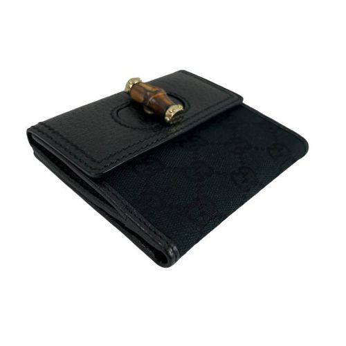 GUCCI グッチ 二つ折り財布 バンブー カーフ キャンバス ゴールド金具 GGキャンバス グッチ財布 GUCCI 二つ折り財布 メンズ ジャンボGG
