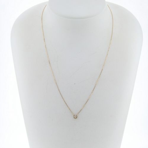 アガット ネックレス ホースシュー 0.05ct K18イエローゴールド