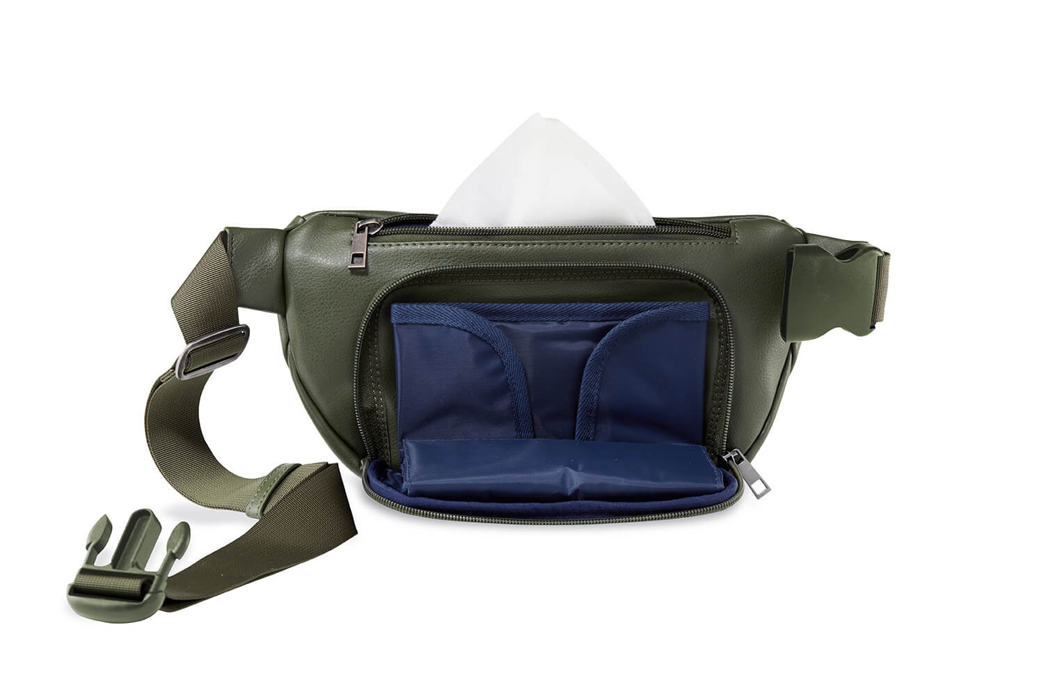 Kibou Vegan Leather Fanny Pack Diaper Bag | Olive Green