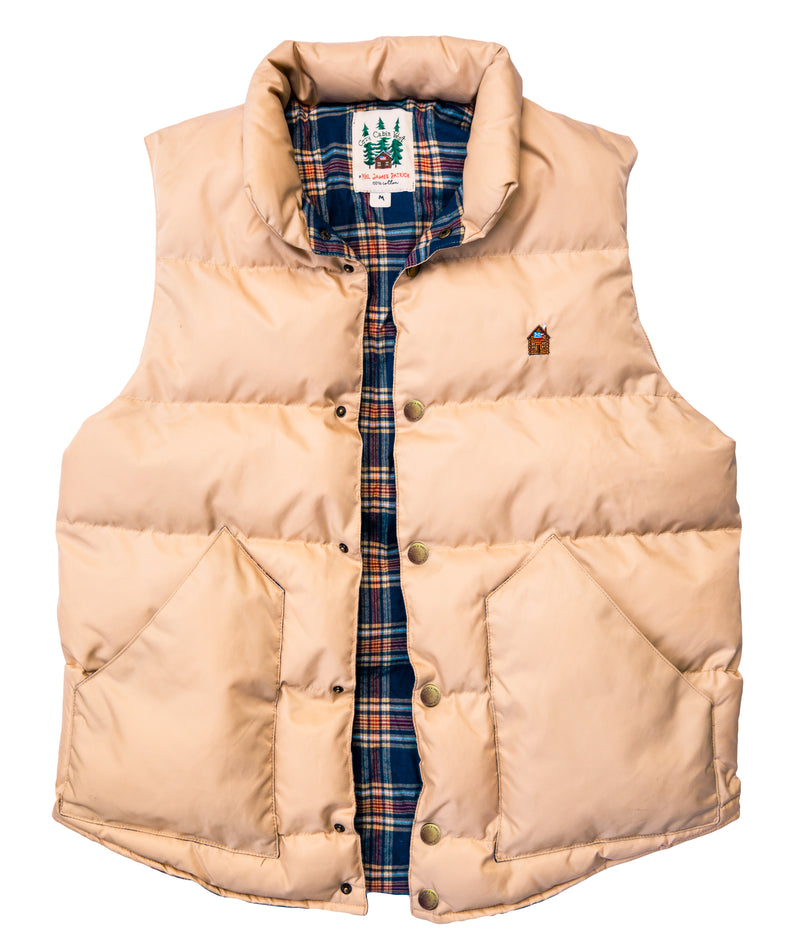 KJP Cozy Cabin Flannel Lined Insulated Puffer Vest in Tan – Kiel