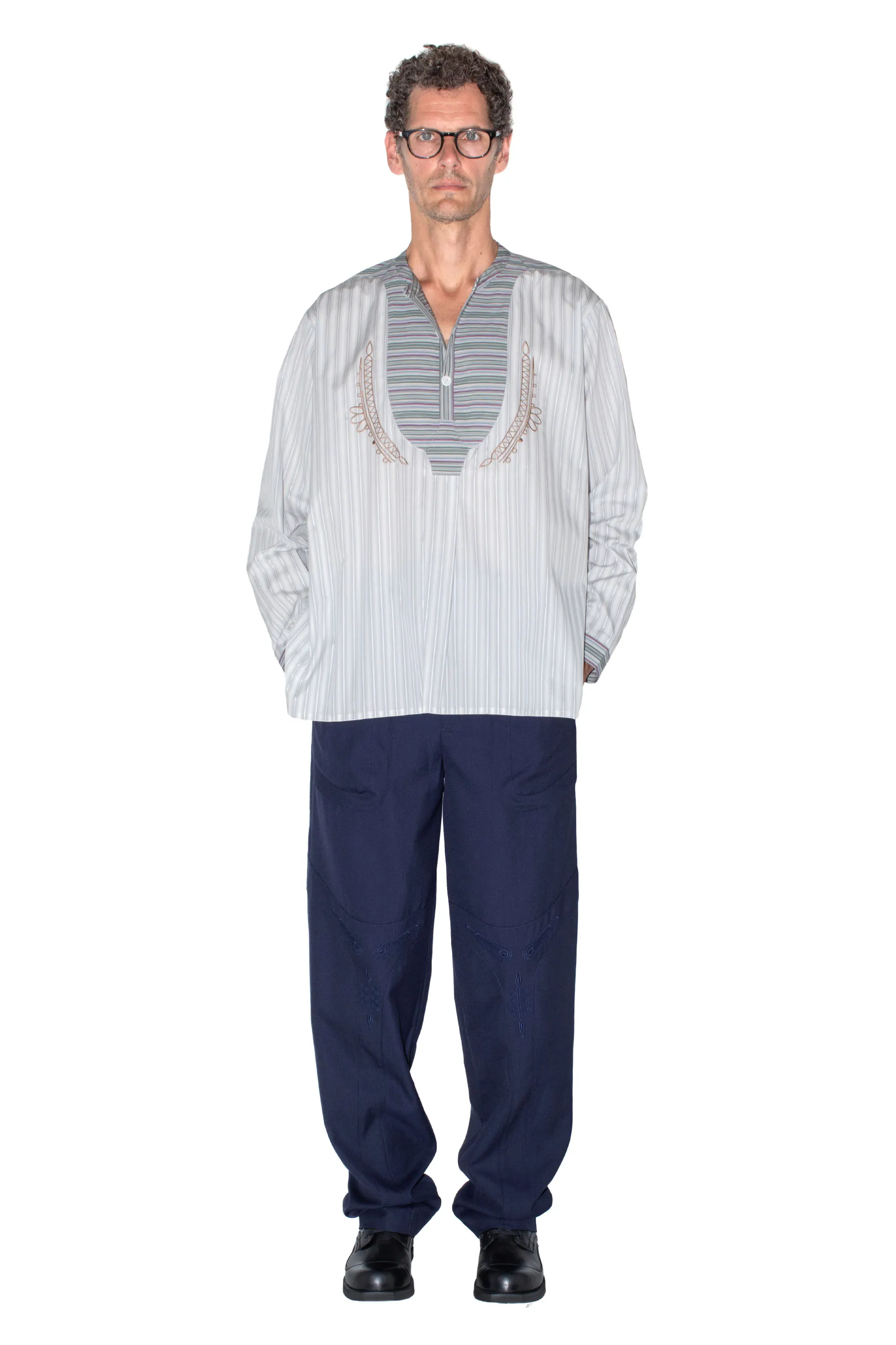 KUTCH OVERSHIRT - GREY WIDE STRIPE/ CROCUS MULTI – KIKO KOSTADINOV