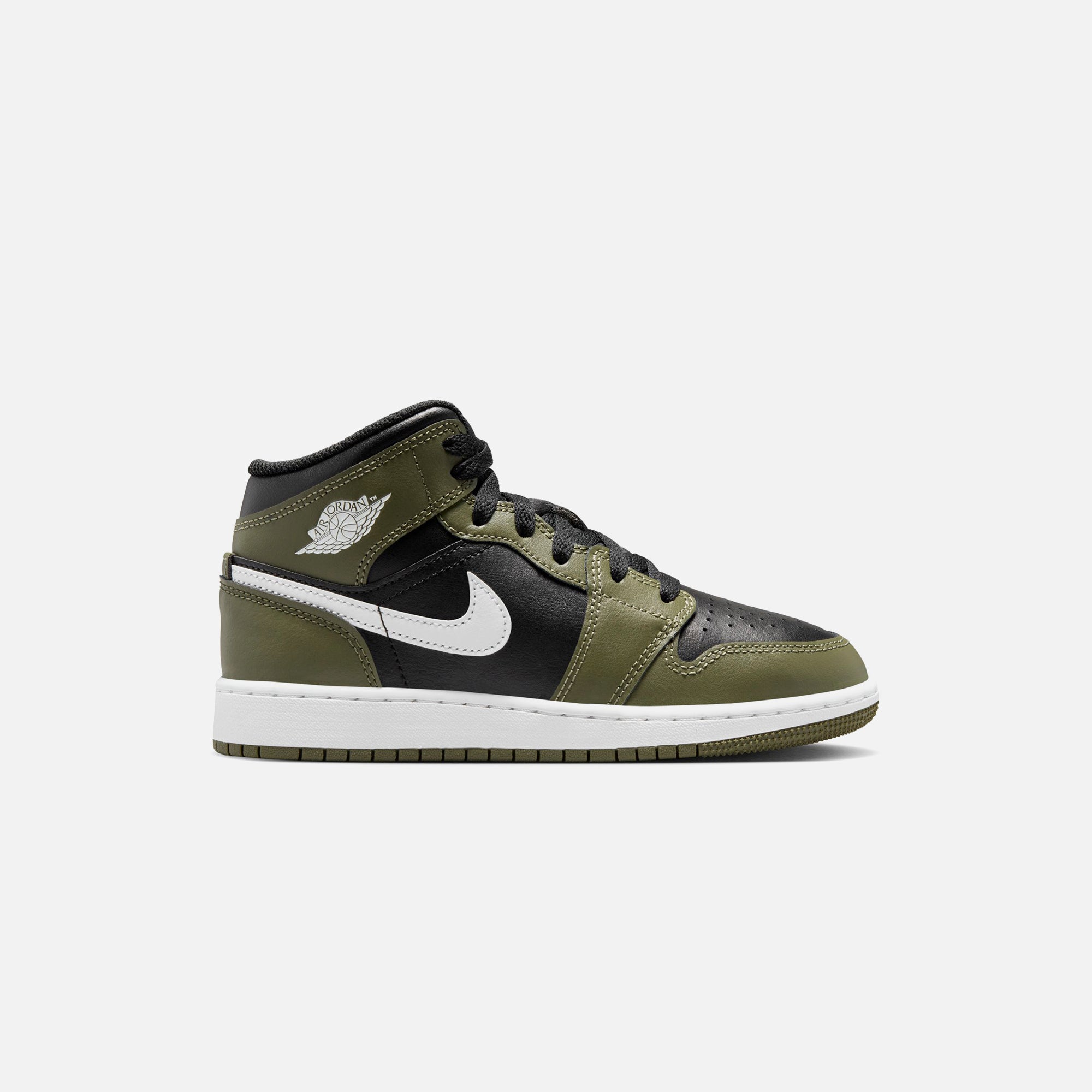 Jordan Air Jordan 1 Mid - Black / White / Medium Olive – Kith
