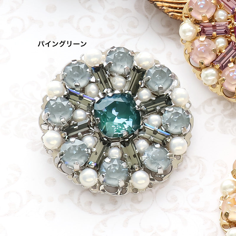 レシピNo.KR1090 貴和クリスタルのサークルフラワーブローチ – 貴和