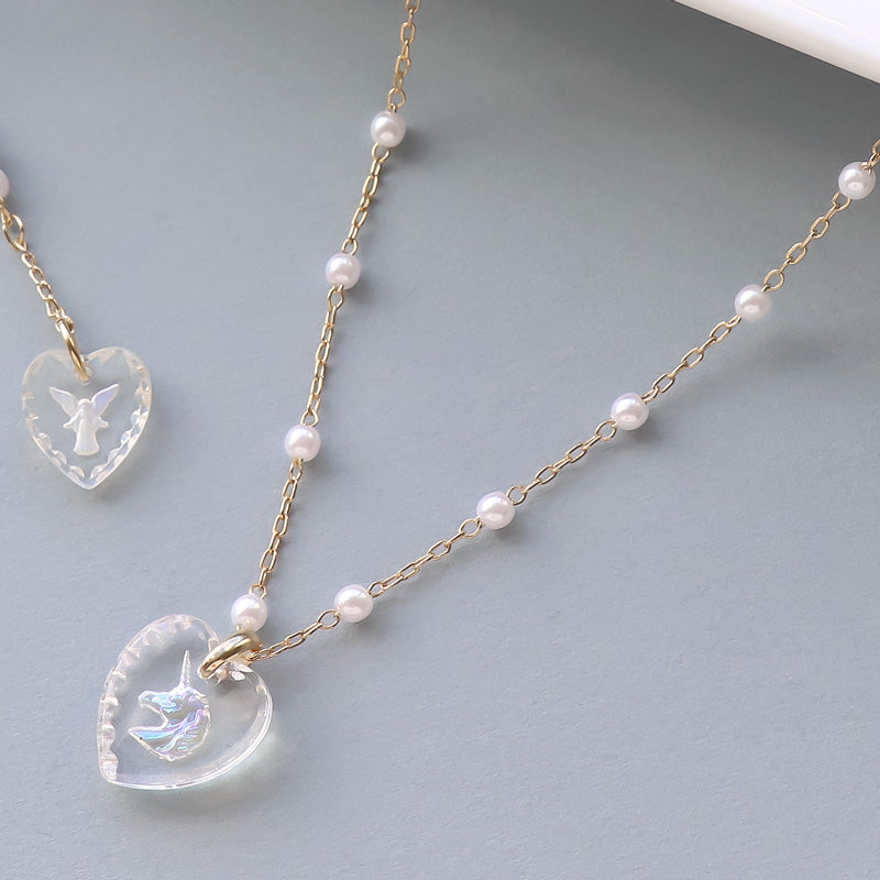 レシピ(図のみ)No.KR0901 ドイツ製ガラス ハートのネック＆イヤリング