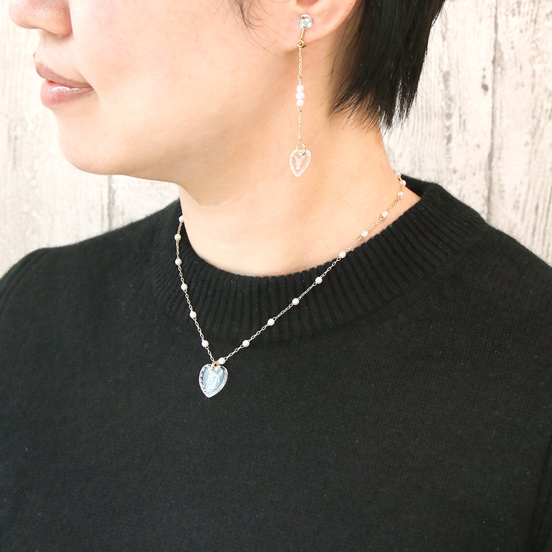 レシピ(図のみ)No.KR0901 ドイツ製ガラス ハートのネック＆イヤリング