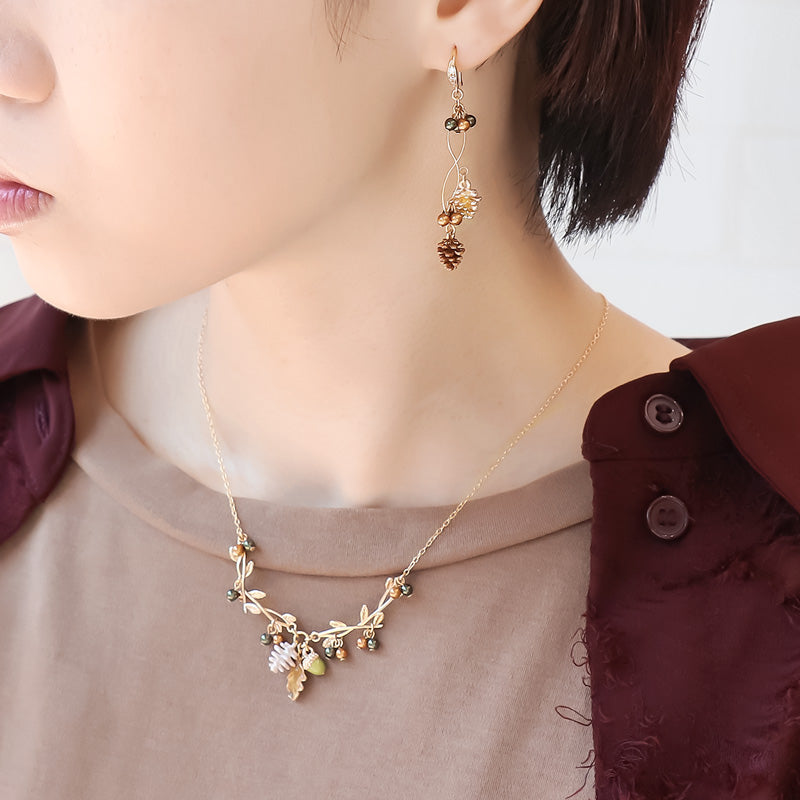 レシピNo.KR1248 秋チャームの松ぼっくり&木の実アクセサリー2種 – 貴