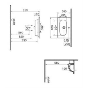 VitrA Vitra Zentrum Etajerli Lavabo 7790b003-0001 Dikdörtgen