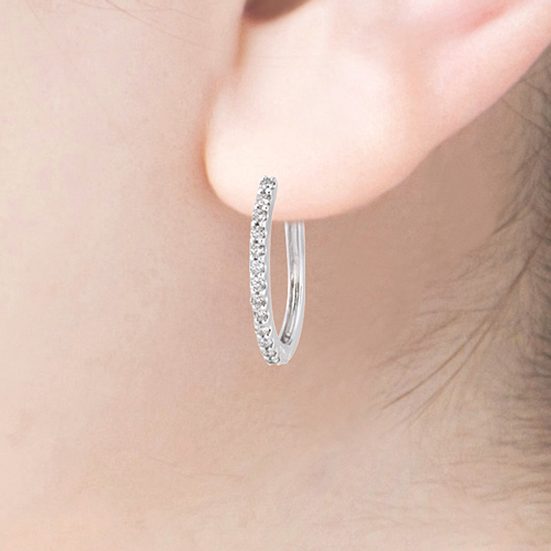 K18WG ダイヤモンド フープピアス 2PE4219（合計0.26ct）｜真珠卸