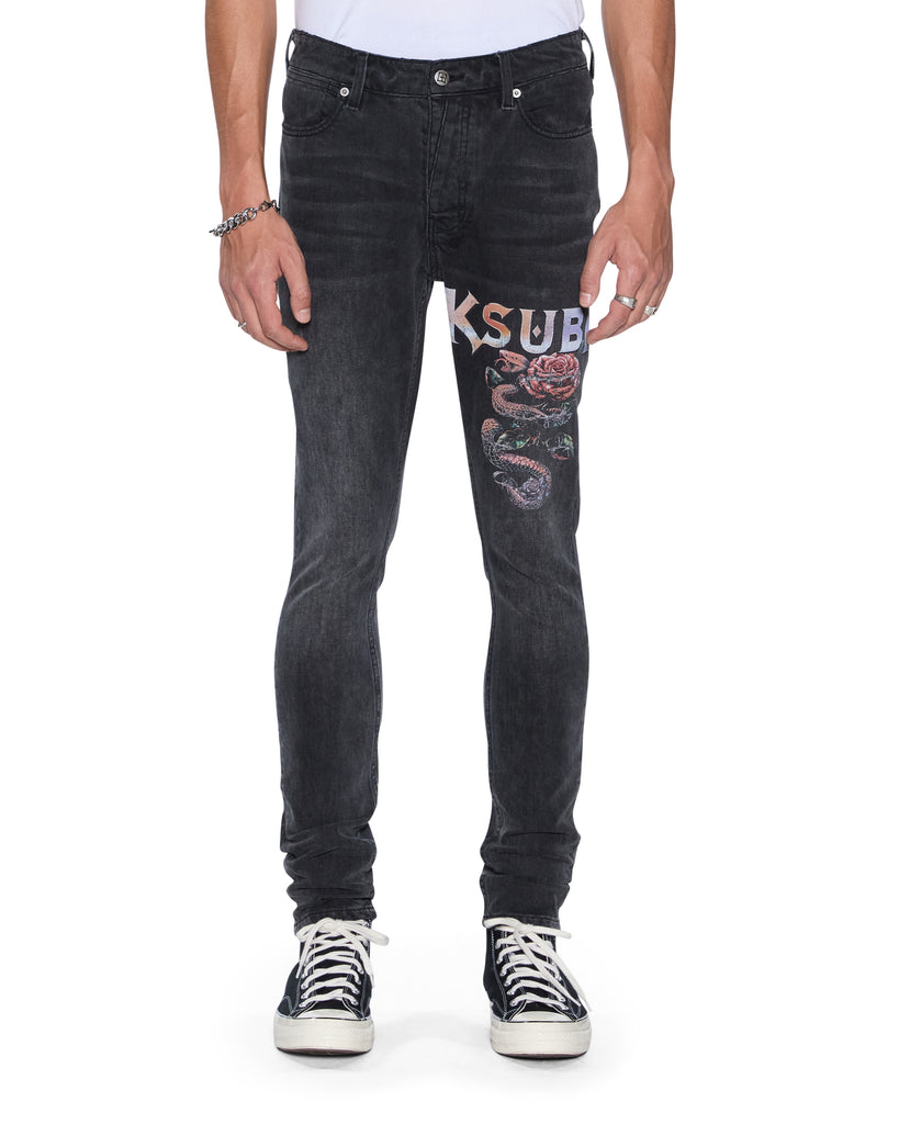 Mens Van Winkle Blakk Metal Skinny Denim Jeans | Ksubi ++