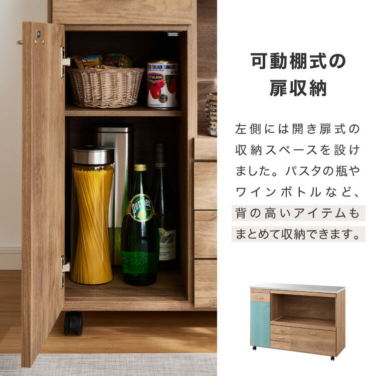 日本製 キッチンカウンター ステンレス天板 完成品 幅120 間仕切り