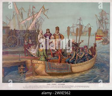 Christopher Columbus bidding farewell to the Queen of Spain on his