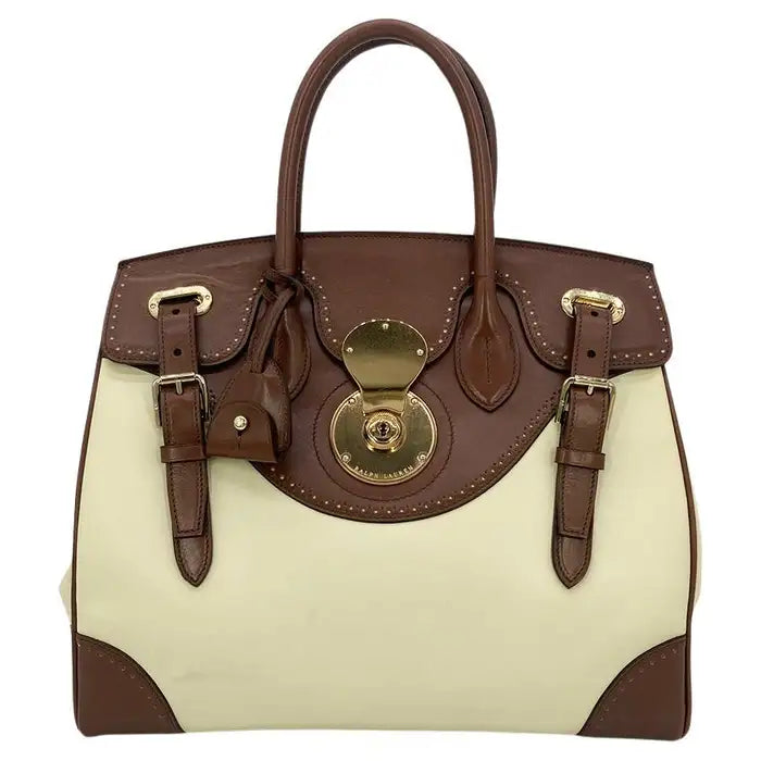 Ralph Lauren Cream and Brown Leather Rickey Bag – Ladybag