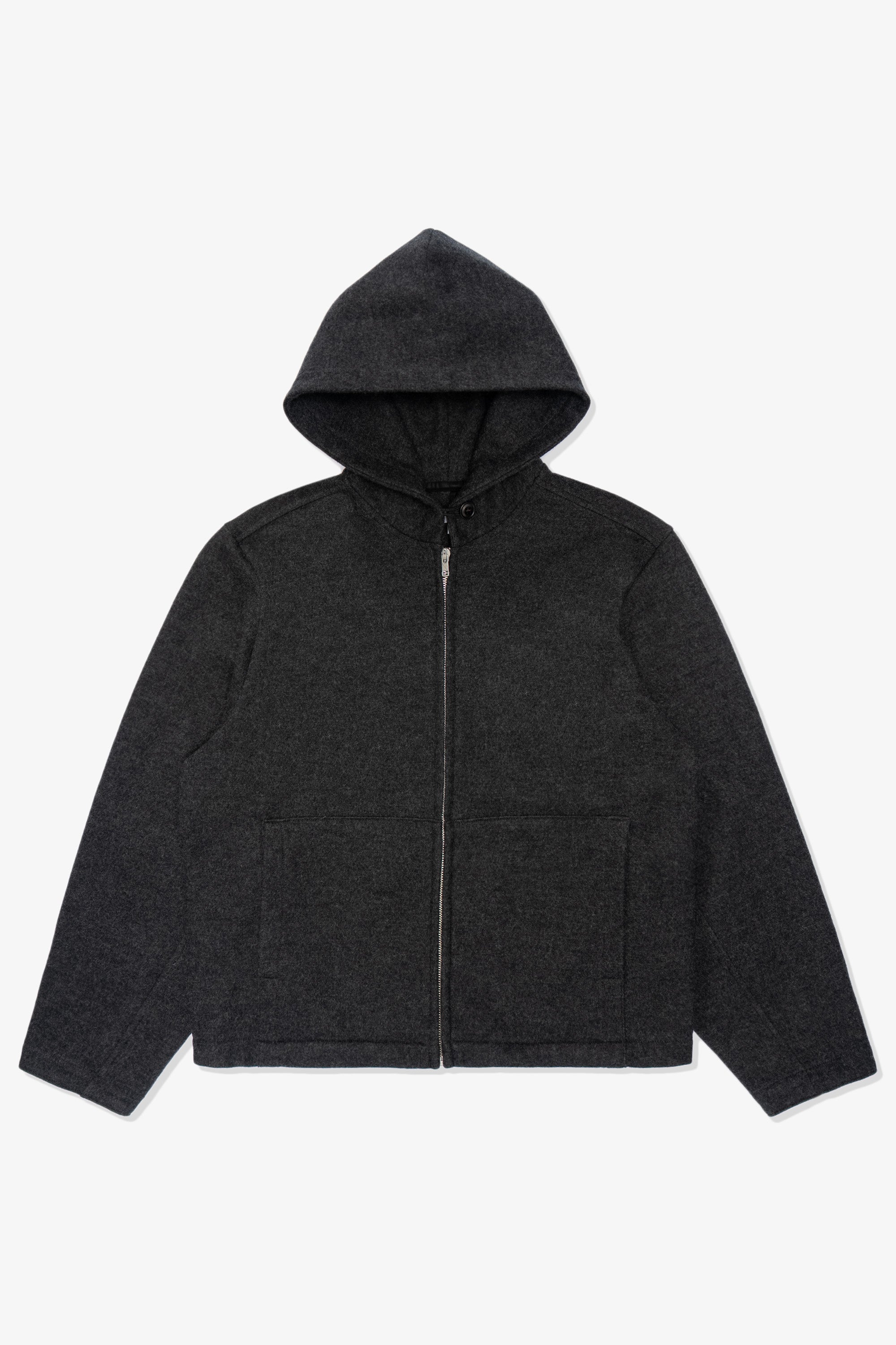 WOOL ZIP HOODIE - CHARCOAL – LADY WHITE CO.
