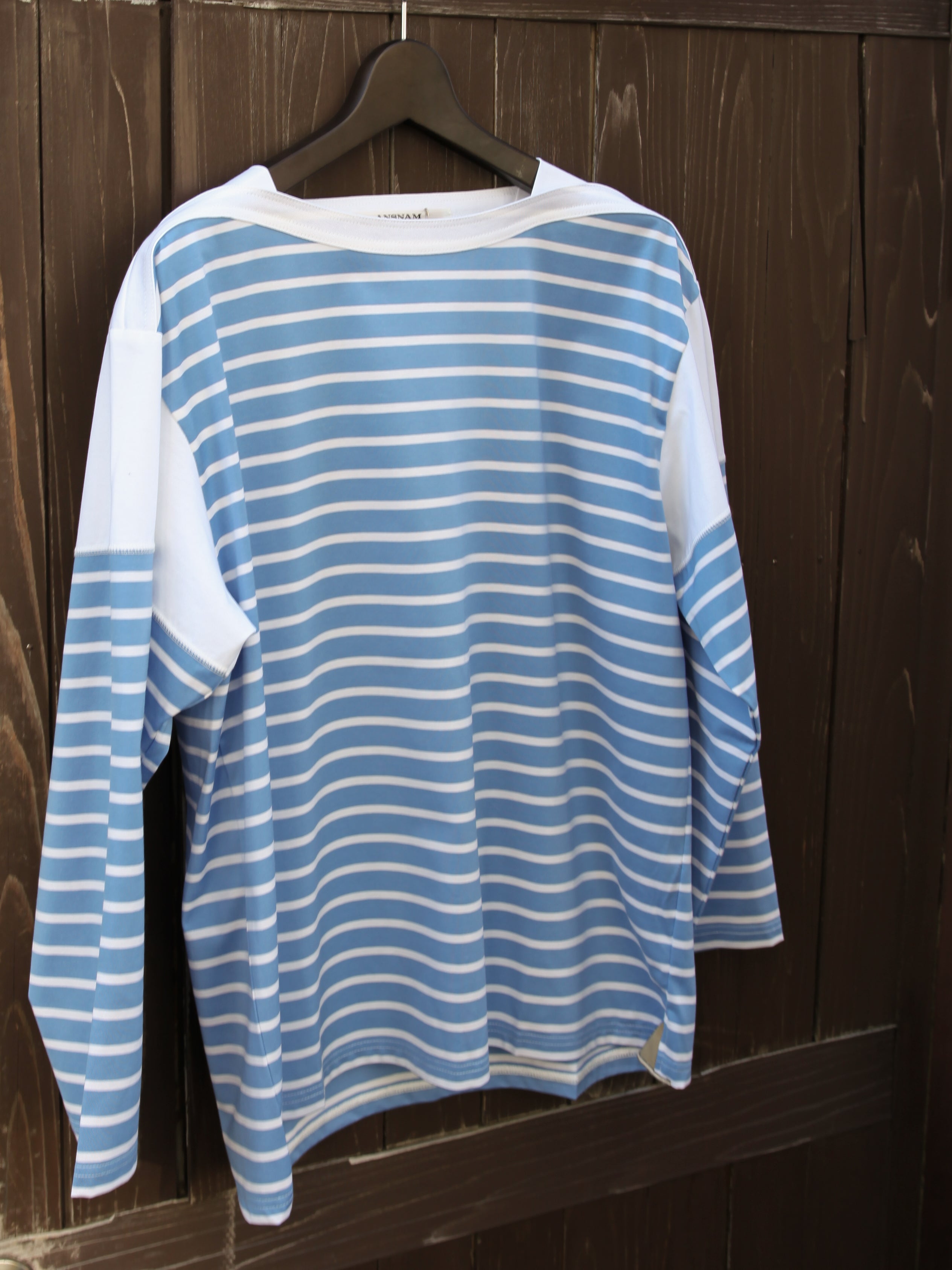 ANSNAM / BORDER BOAT NECK L/S TEE (BLUE×WHITE) – LAFUNQUE