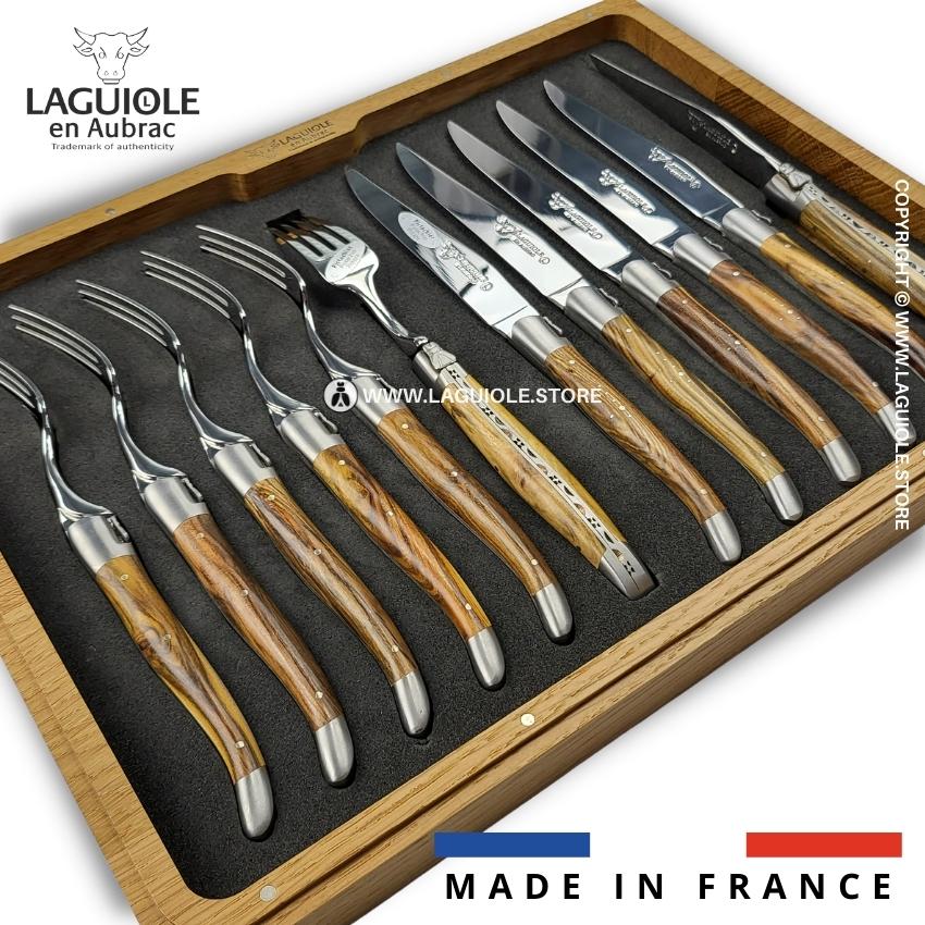 Laguiole en Aubrac 12 piece Cutlery Set Pistachio wood handle