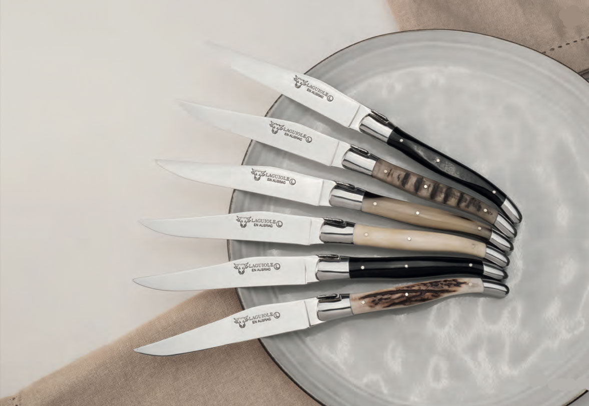 Laguiole en Aubrac Handcrafted 6-Piece Steak Knife Set with Mixed