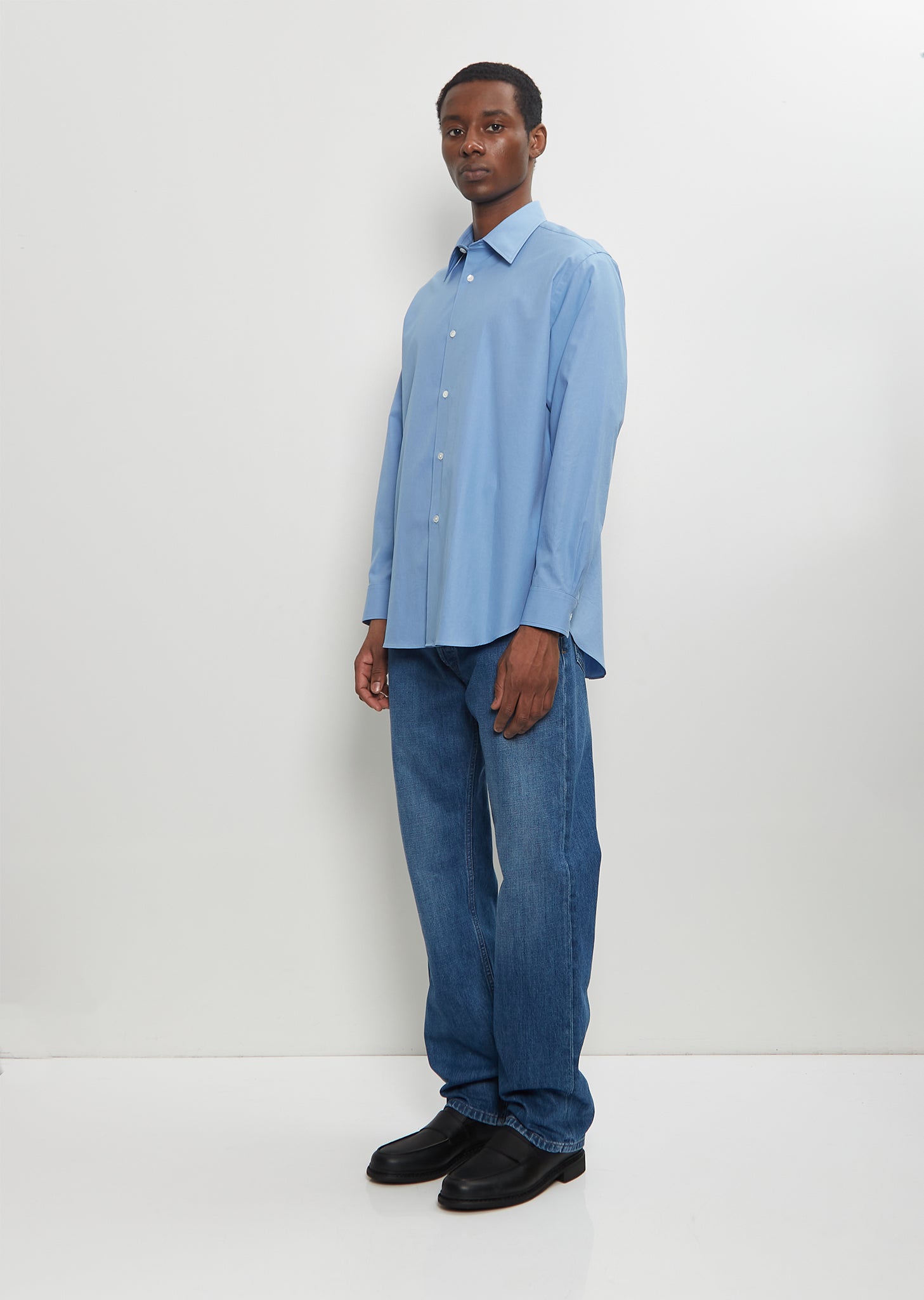 Washed Finx Twill Shirt — Blue – La Garçonne