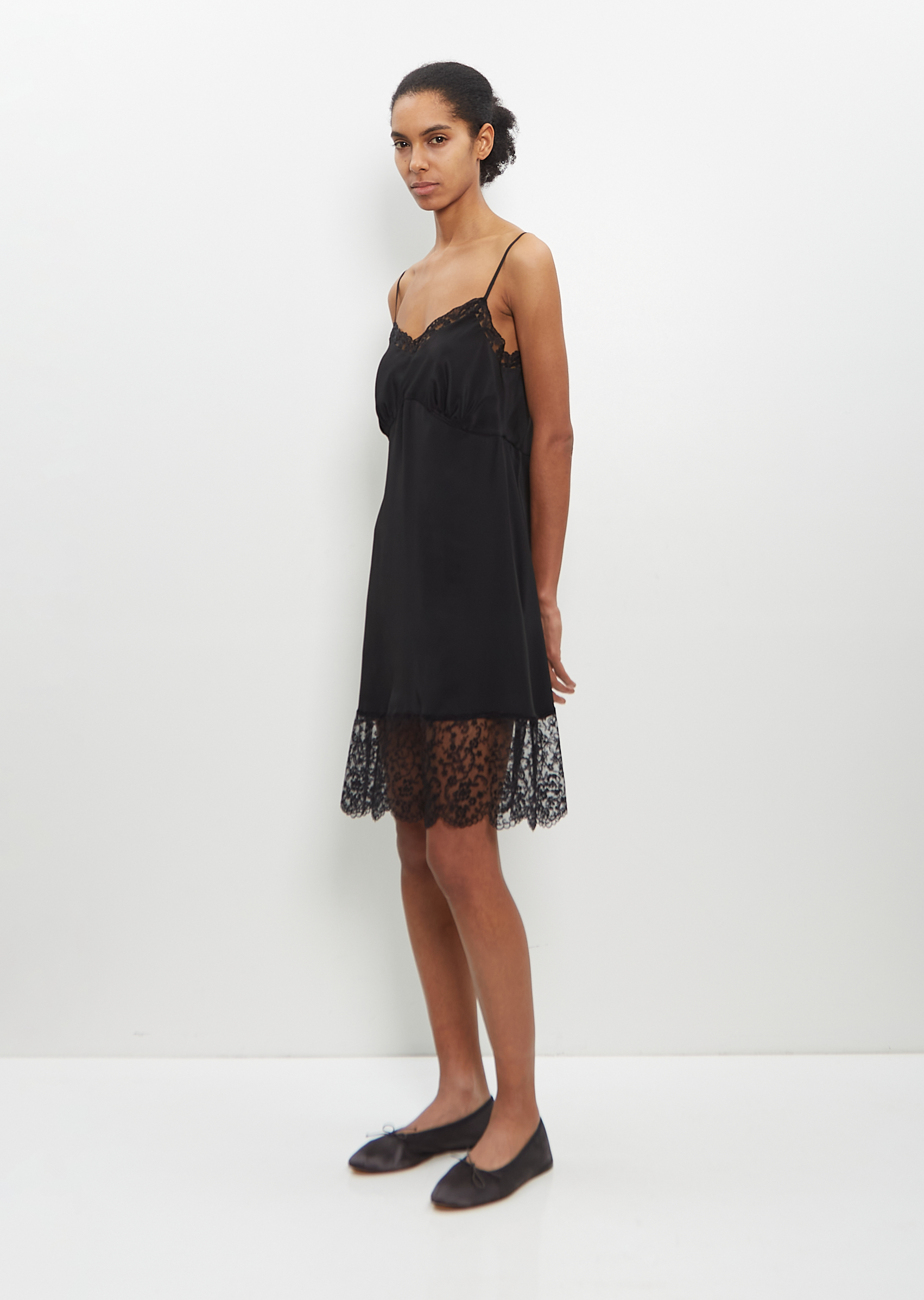 Silk Blend Lace Trim Mini Slip Dress – La Garçonne