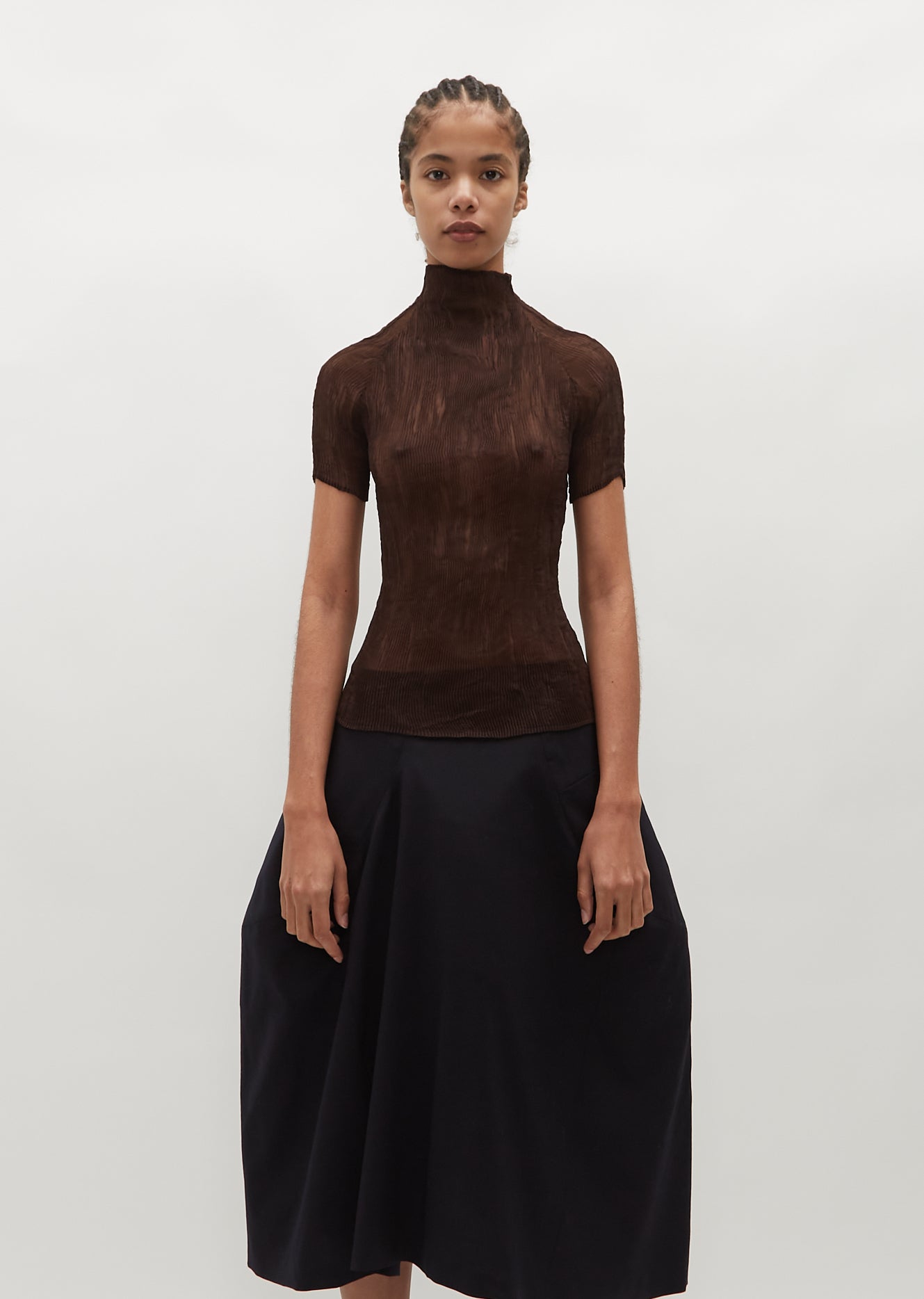 Chiffon Twist Shirt — Dark Brown – La Garçonne