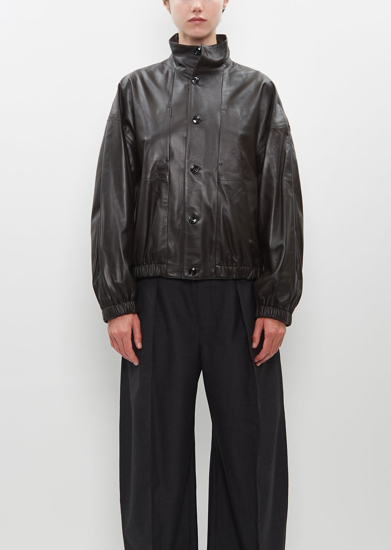 Stand Collar Leather Blouson – La Garçonne