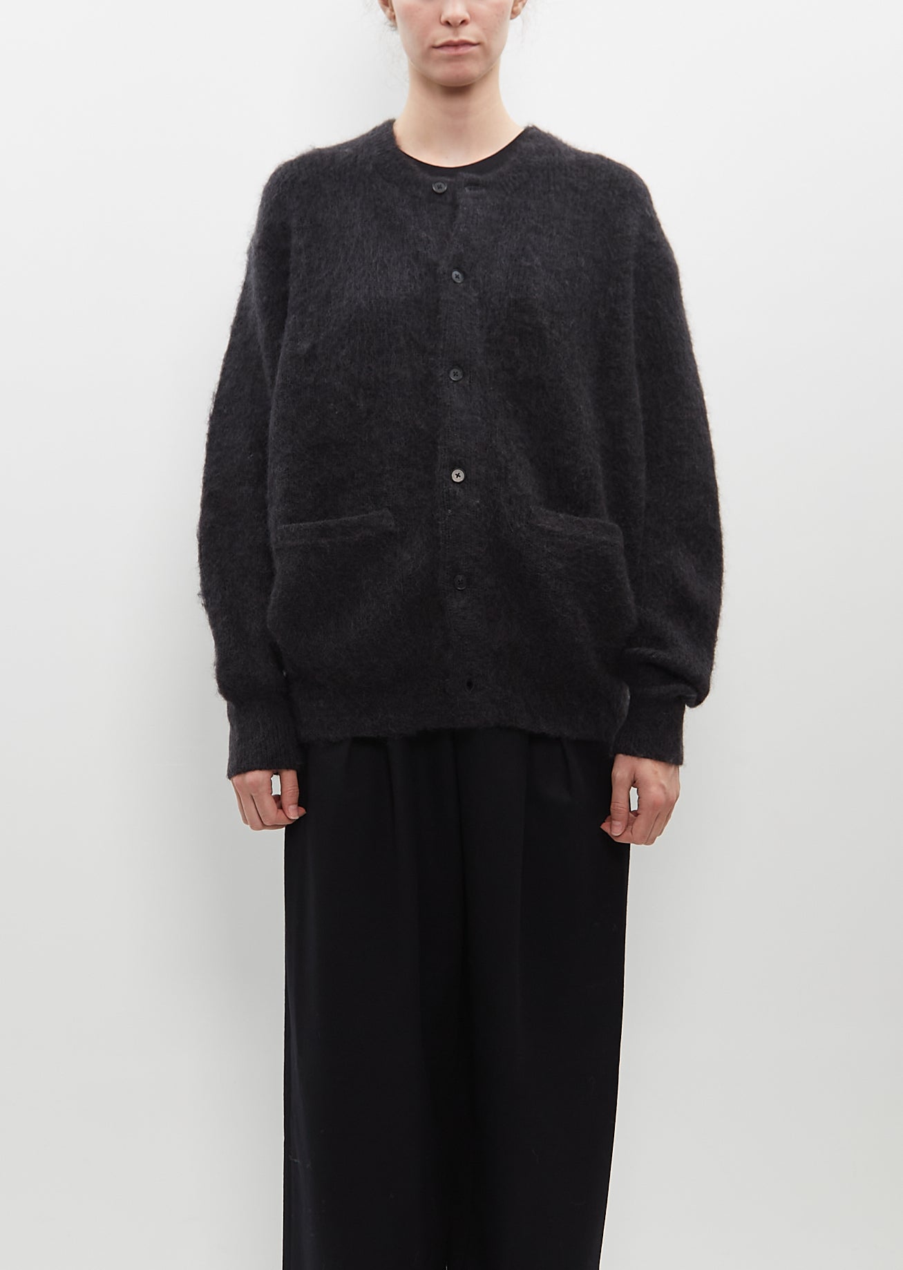 Kid Mohair Cardigan — Dark Charcoal – La Garçonne