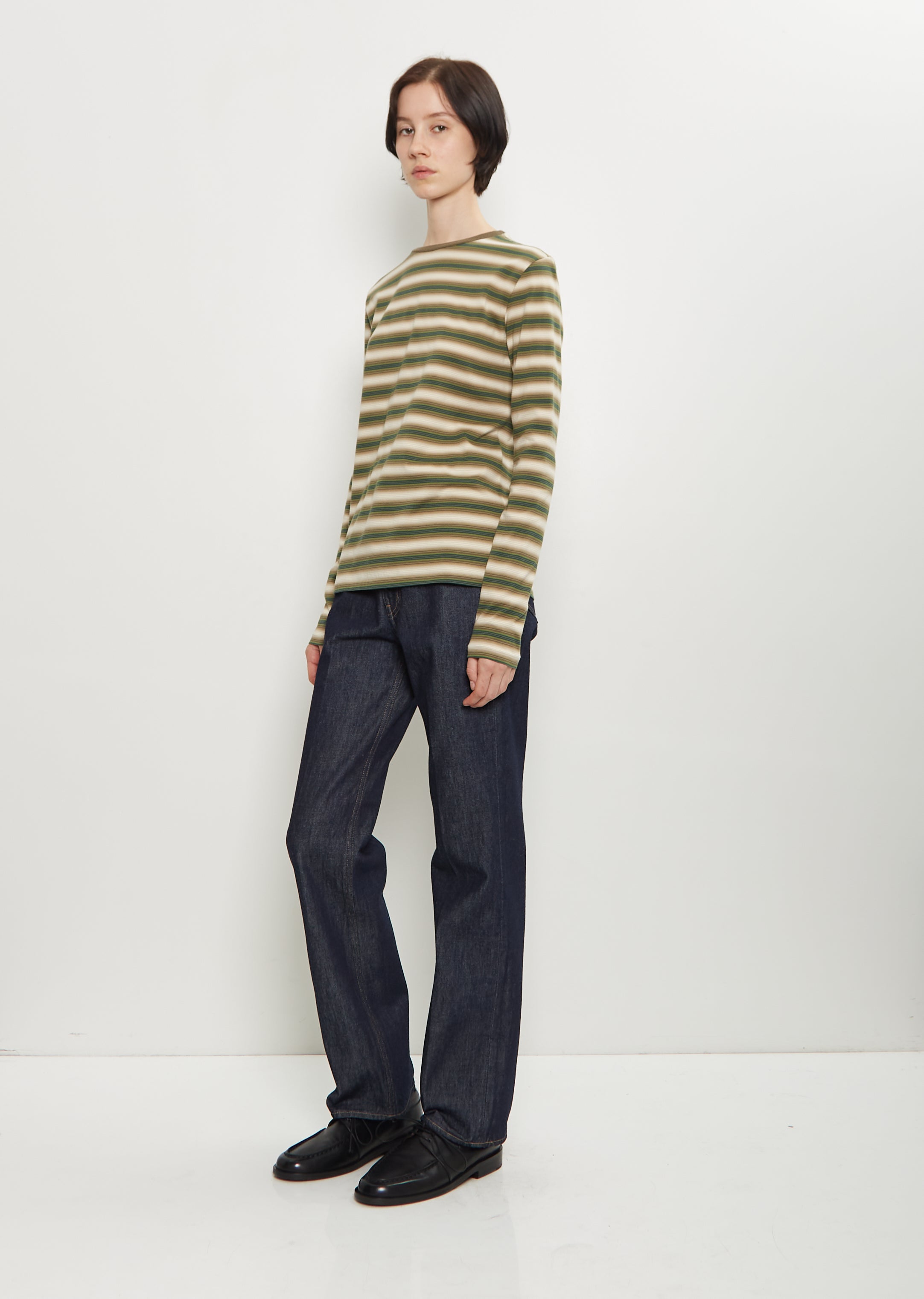 Gradient Stripe Cotton Long Sleeve Tee – La Garçonne