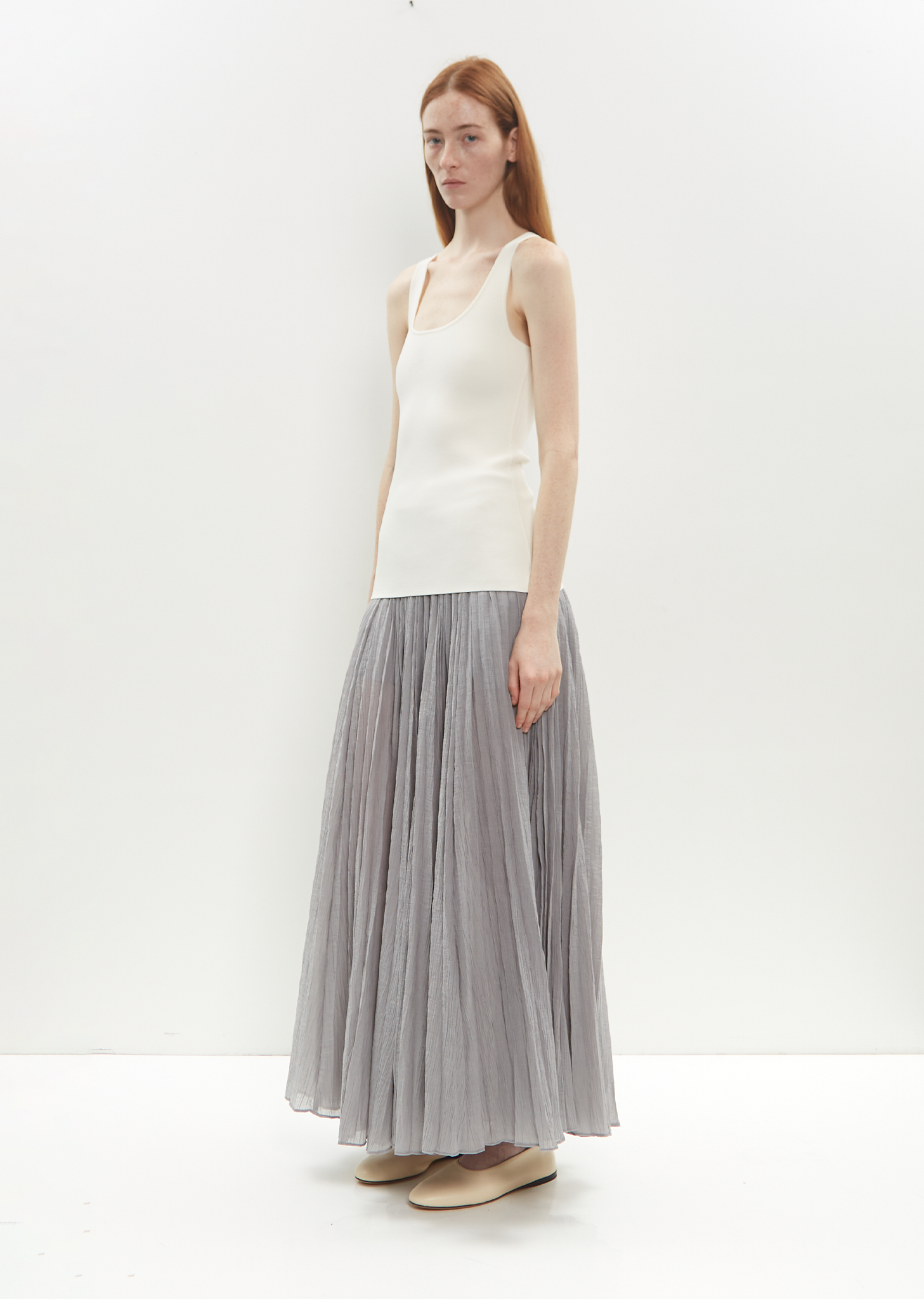 Organic Cotton Crinkled Plissé Skirt – La Garçonne