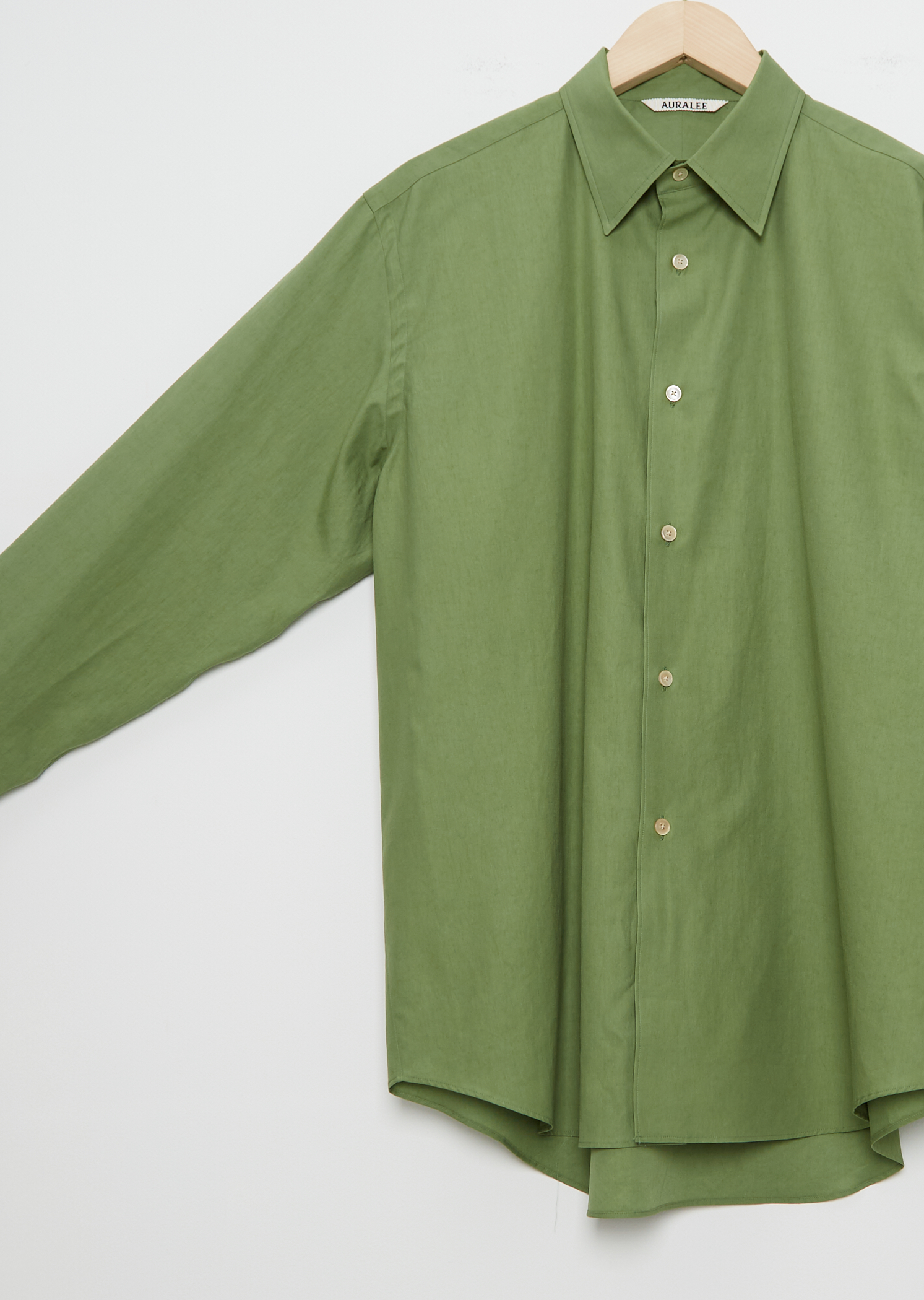 Men's Washed Finx Twill Cotton Shirt — Khaki Green – La Garçonne