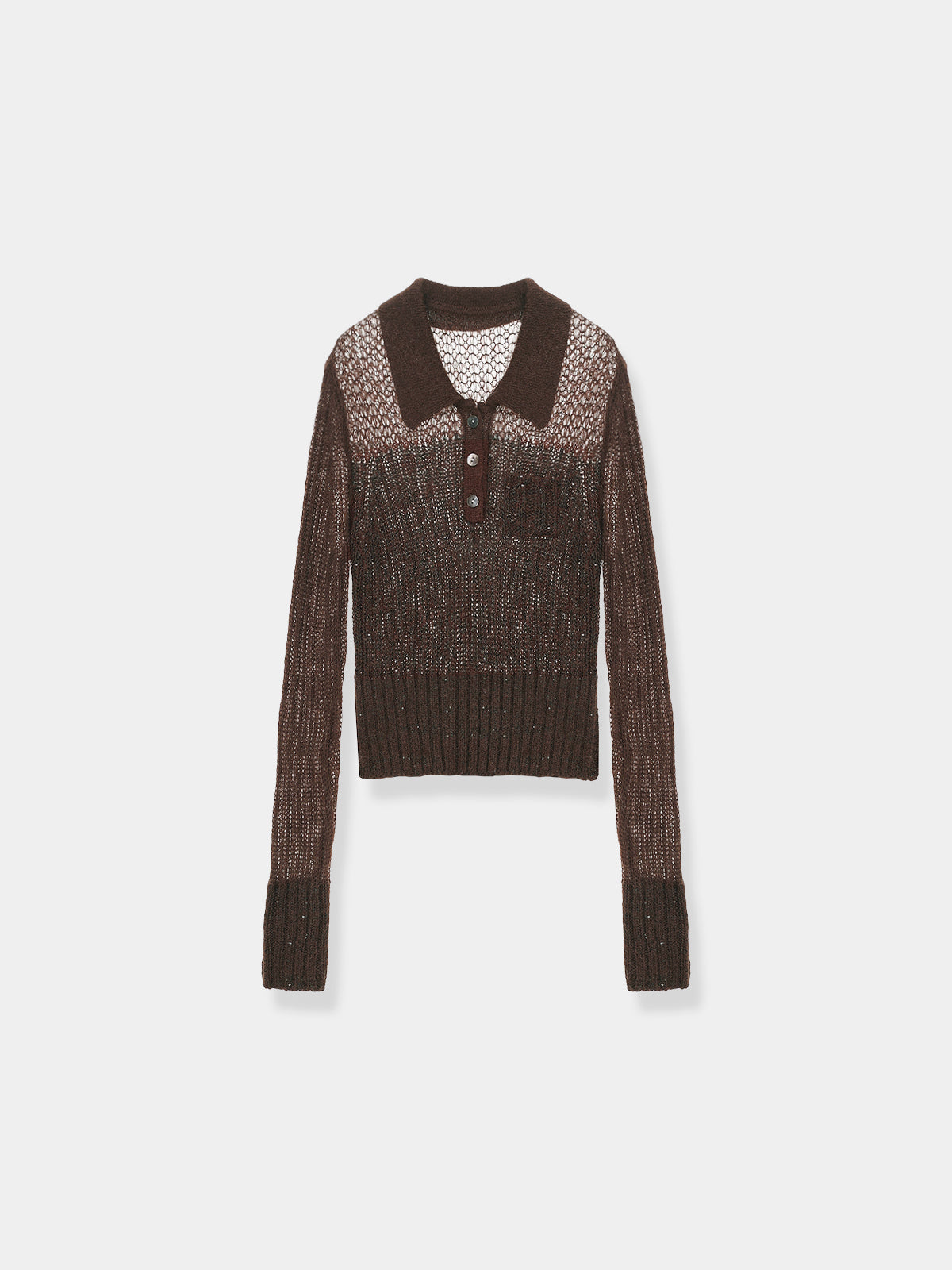 Sequin Sheer Polo Knit – L'AUBE BLANC