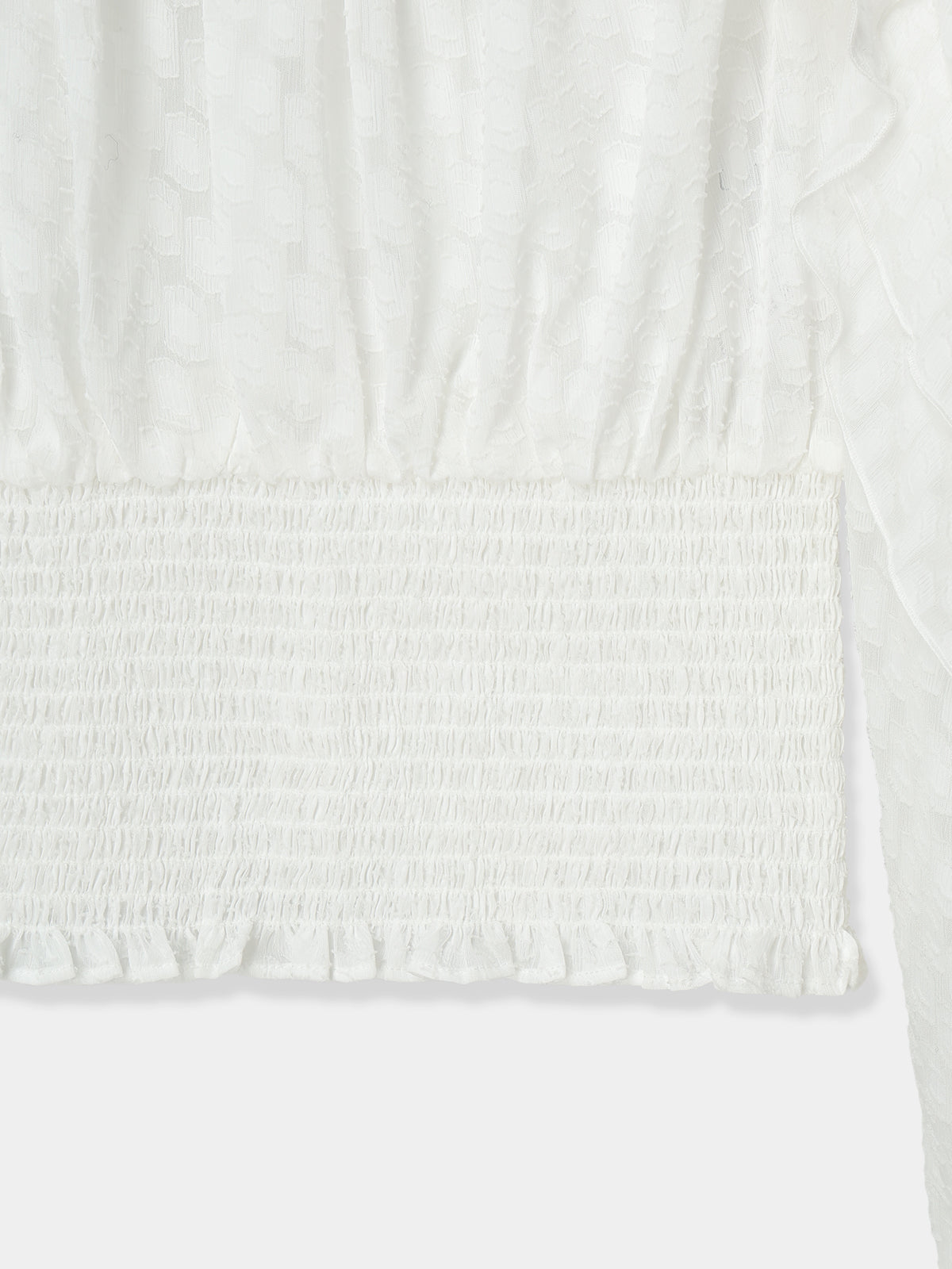 Sheer Jacquard Frill Blouse – L'AUBE BLANC